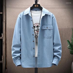 Camisas casuais masculinas outono 2023 estilo jeans de alta qualidade moda manga comprida camisa jeans cor sólida tamanho masculino M-XXXL