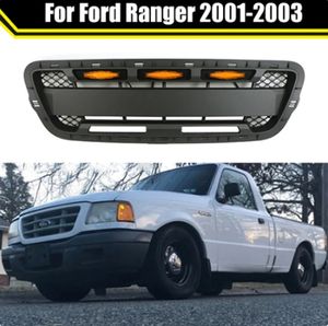 Car Modified ABS Front Bumper Mask Grille Racing Grill With LED Lights Auto Exterior Parts Black For Ford Ranger 2001-2003
