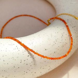 Girocollo Semplicità Temperamento vintage Collana di collane con perline di vetro arancione per gioielli di lusso da donna Accessori da donna