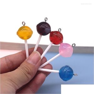 Charms Wholesale 30/50/100pcs 3D Lollipop Desin Bk Planet Lollipops Candy Wiselant do kolczyka biżuteria DIY Make Drop dostarczenie DH49W