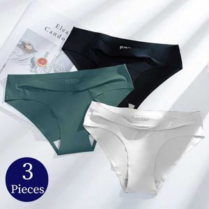 TrowBridge 3PCS/Set Solid Colors Women's Panties Breathable Seamless Underwear Silk Satin Sexy Panty Thin Cozy Lingerie Hot Sale L230626