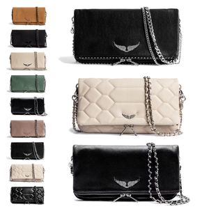 7A Kvalitetskedja Swing Your Wings Designer Bag Mens Totes Luxury Handbag Womens Zadig Voltaire Classic Flap Shoulder Bag Real Leather Envelope Clutch Cross Body Påsar