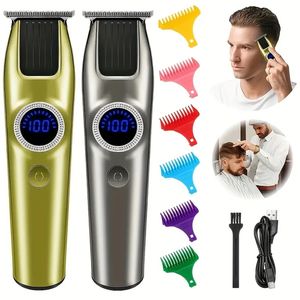 デジタルディスプレイ付きエレクトリックヘアクリッパー充電式電気プッシャー防水ヘアトリマービアードトリマーグルーミングキット