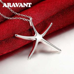 925 Silver Jewelry Necklace Chains Fashion Big Starfish Pendants Necklaces For Women Jewelry Gifts L230704