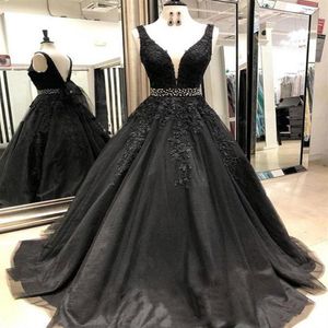 Винтажные черные готические красочные свадебные платья v шея из бисера