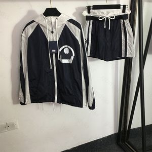 Çoğaltma Kadın Pantolon Çiçek Alfabesi Baskı Ceket Fermuar Rüzgar Geçirmez Sweatshirt Yüksek Belli Şort Bluz Spor Seti