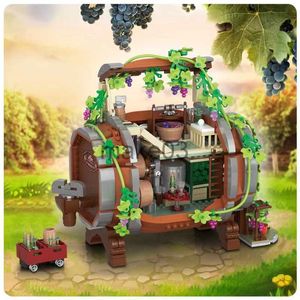 الهندسة المعمارية/منزل DIY New Loz Mini Brown Wine Barrel Toys Building Idea Idea Brewing Brewing Bricks Sets Holiday Kids Toys Gifts J230807