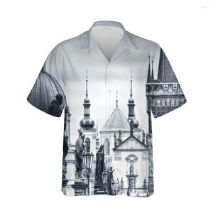 メンズカジュアルシャツジュムイースト3Dハロウィーンスカルゴシックフェスティバルファッションパーティードレスシャツ男性用シングル胸Tシャツドリップ服