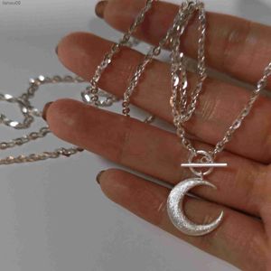 Nuovo arrivato 925 Sterling Silver Sparkling Anfibolo Moon Allover Collana pendente per le donne Fine Jewelry Accessori da sposa L230704