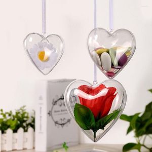 Gift Wrap 5Pcs Heart Transparent Plastic Ball Candy Box Tree Hanging Party Boxes Decoration Ornament Fillable Baubles Clear Pendant