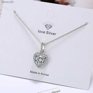 Top Quality 925 Sterling Silver Forever Love Heart Big Single Cz Charm Pendant Collana Dainty Jewelry per le donne Lady Valentine L230704