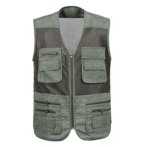 Men's Vests Large Size Mesh Quick-Drying Vests Male with Many Pockets Mens Breathable Multi-pocket Fishing Vest Work Sleeveless Jacket 230807