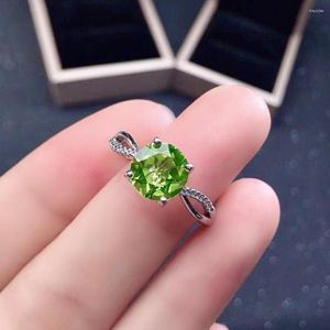 Cluster Rings 2ct 8mm Natural Peridot Ring For Daily Wear 925 Silver With Gold Plating Birthday Gift Woman