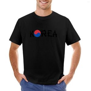 Herrtankstoppar Sydkorea flagga t-shirt överdimensionerade pojkar vita t skjortor herr vanligt