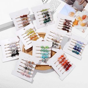 5PCS/SET Crystal Hair Clip dla kobiet Naturalne nieregularne chipowe kamienne spinki do włosów Barrettes ślub ślubny akcesoria do włosów