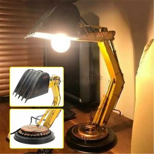 Desk Lamp Vintage Iron Excavator Model Led Night Stand Lamp Bedside Bedroom Table Decor Retro Table Light YN17 HKD230807