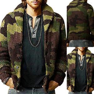 남자 재킷 싱글 가슴 자카드 남성/남자 스웨터 코트 가을 겨울 옷장 위장 컬러 남자 카디건 겉옷