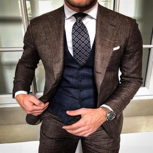 Zwei Stücke Braun Herren Anzüge Fomal Anlass Herringbone Tweed Anzug Blazer Jacke Smoking Bräutigam Anzüge Für Casual Freizeit Jacken pa319j