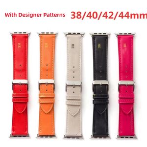 luxury H Watchband strap for Apple Watch Band 42 38 40 44 41 45 mm iwatch 1 2 3 4 5 bands Leather Straps Bracelet Fashion Stripes