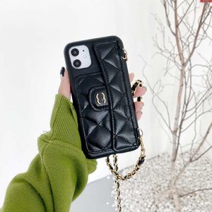 Top Leather Designer Phone Cases For iPhone 14 Pro Max 13 12 11 iPhone XSMAX XS 7P/8PLUS Fashion Little gold ball chain luxury Leather lady Cover Mobile CaseKD387