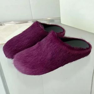 New Autumn Solid color Flat Bottom Half Slippers with Closed Toe and Thick Toe Comfortable Furry women Shoes Slippers