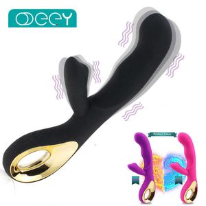 Massager G Spot Rabbit Dildo Vibrator Orgasm Vuxen USB Laddar kraftfull onani för kvinnor Vattentät produkt