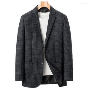 Ternos masculinos xadrez xadrez top versão coreana negócios casual tamanho solto casaco de tecido
