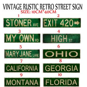 Cartello stradale retrò vintage rustico per camera da letto Impermeabile Trippy Room Decor per Stoners Stoner Avenue Exit 420 High St Mary Jane Lane per l'arredamento della camera