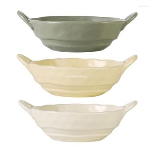 Bowls 6.7inch Household Noodles Bowl Ceramic Soup With Handle Salad Pasta Kitchen Tableware Microwave Oven Bakware Dropship