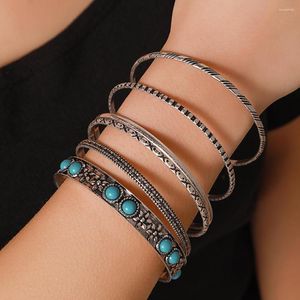 I braccialetti del polsino di colore dell'oro antico di Boho dell'annata del braccialetto regolano il braccialetto di modo 6Pcs/Lot per i monili di fascino delle donne