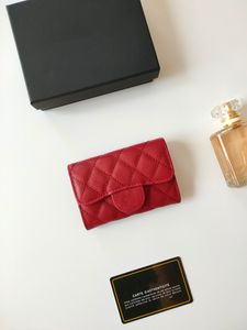 Designer plånbokskorthållare CC Designer Wallet Letter Cardholder Ladies Coin Purses Flap Cowhide Leather Plånböcker Plain Purse Luxury Påsar med låda