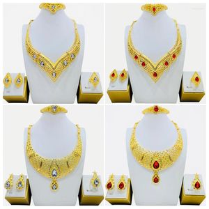 Chains 4-piece Set Of African Arab Jewelry Gilded Bride Necklace Bracelet Ring Earring