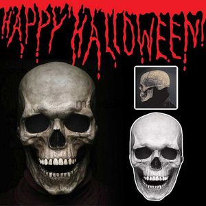 Party Masks Halloween Mask Moverble Jaw Full Head Skull Mask Helmet Halloween Horror Scary Mask Cosplay Musk Party Decor 2022 Skull Hjälm J0807