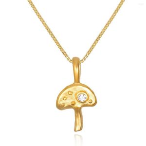Pendant Necklaces Stainless Steel Cross Mushroom Eye Necklace For Women Girls Fashion Shiny Crystal Jewelry Accessories Gift