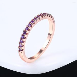 Wedding Rings KMY Classical Ring For Women Rose Gold Color Concise Multicolor Mini Cubic Zirconia Fashion Jewelry Gift