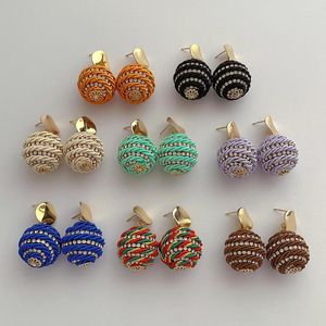 Creolen Böhmische Vintage handgemachte geometrische geflochtene Farbe Seil Kristallkugel für Frauen Mode Daliy Schmuck Geschenk