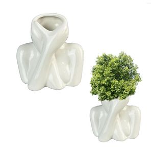 Vases Human Body Modern Centerpiece Office Half Face Shaped Sculpture Home Decor Shelf Artistic Ceramic Flower Vase Nordic Style Table