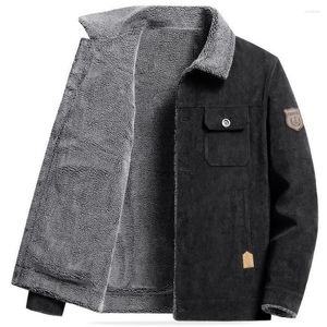 Herrjackor förtjockade corduroy män fleece rockar vinter varm manlig mode coat plus plus storlek 5xl