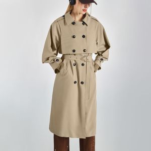 럭셔리 여성 디자이너 트렌치 코트 여성 바람발기 재킷 느슨한 벨트 코트 여성 캐주얼 긴 트렌치 코트