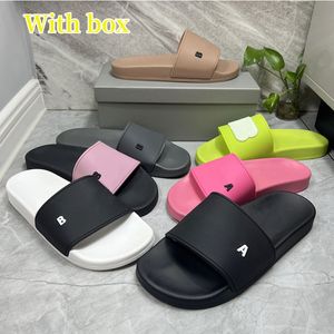 2024 Mode Slipper Sliders Paris Slides Sandalen Hausschuhe für Männer Frauen Hot Designer Unisex Pool Strand Flip Flops mit Box Größe 35-46