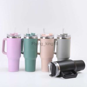 40oz Stainless Steel Tumblers Vacuum Insulation Coffee Mug Keep Cold Cups With Straw Lids Handle Bottle Thermocup Caixa Termica HKD230807