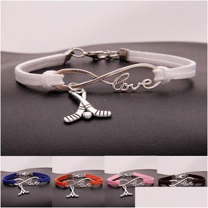Charm Bracelets New Hockey Sports Bracelet Vintage Infinity Love Veet Rope Wrap Lobster Bangle Wristband For Women Men S Fashion Jewel Dh3Cs