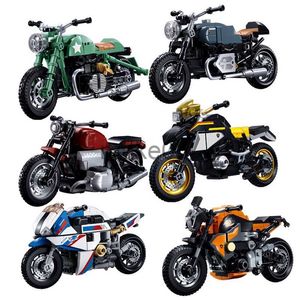 Architecture DIY House Moto Motorcycle Sets blocks Racing Off Road Vehicle Model Building Bricks Speed Champions Sports City Motorbike technique toys J230807