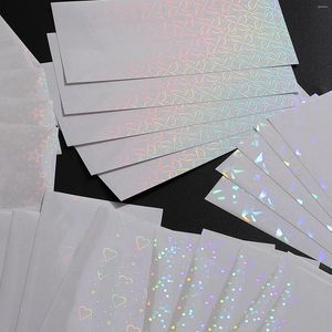 Hediye Sarma 5 Sheets Parlak Lazer Film Goo Card Sticker Creative Diy Journal Scrapbooking Dekorasyon Kawaii Kırtasiye Kolaj Telefon Çıkartmaları