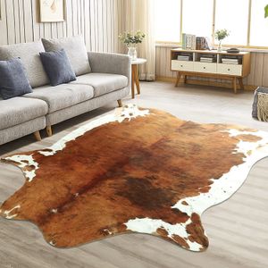 Teppiche Rindsleder-Teppich, Kuh-Aufdruck, amerikanischer Stil für Schlafzimmer, Wohnzimmer, niedlicher Tier-bedruckter Teppich, künstlicher Rindsleder-Teppich für Heimdekoration, 230804