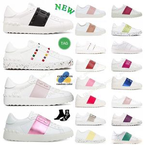 mens womens top rivets valentine's shoes valentinety sneakers black white navy pink blue golden nude red green leather mens womens spikes outdoor trainers loafers