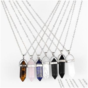 Подвесные ожерелья роскошные натуральные камень форма женская шестиугольная призма хрустальные чары колье для дам