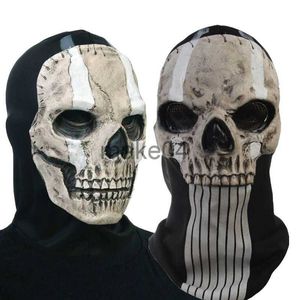 Maski imprezowe szkieletowa maska ​​czaszka cosplay unisex lateks nakrycia głowy cyberpunk Ghost Helmet wykonaj kostium impreza Prop J230807