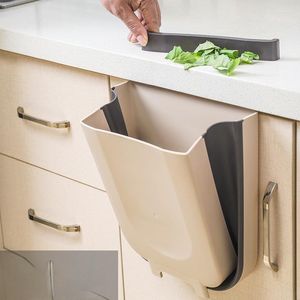 Storage Bags 10L Wall Mounted Folding Car Bin Kitchen Door Hanging Trash Garbage Can Foldable Cleaning Dustbin