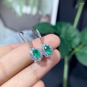 Dangle Earrings High-end Fine Jewelry Natural Emerald For Women Real 925 Silver Stud Support Test Party Gift Birthstone